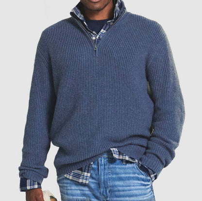 Men’s Ribbed Half Zip Knit Sweater