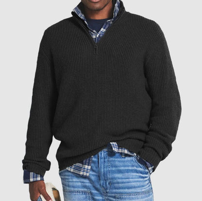 Men’s Ribbed Half Zip Knit Sweater