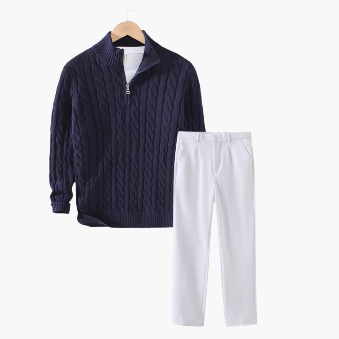 Teddy | Men's Co-ord Set Polo Brunch Shirt Bottoms Two-Piece Refined Relaxed Clean Smart Casual Daytime Coordinated Versatile