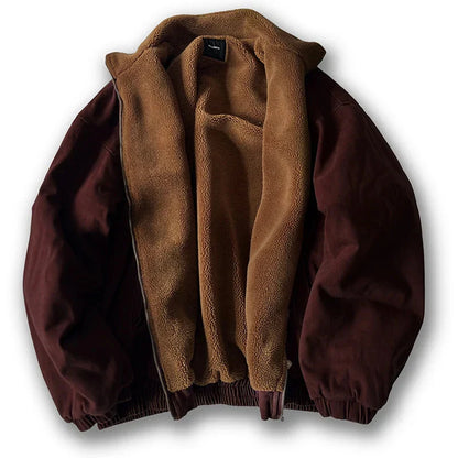 Men’s Sherpa-Lined Suede Bomber Jacket
