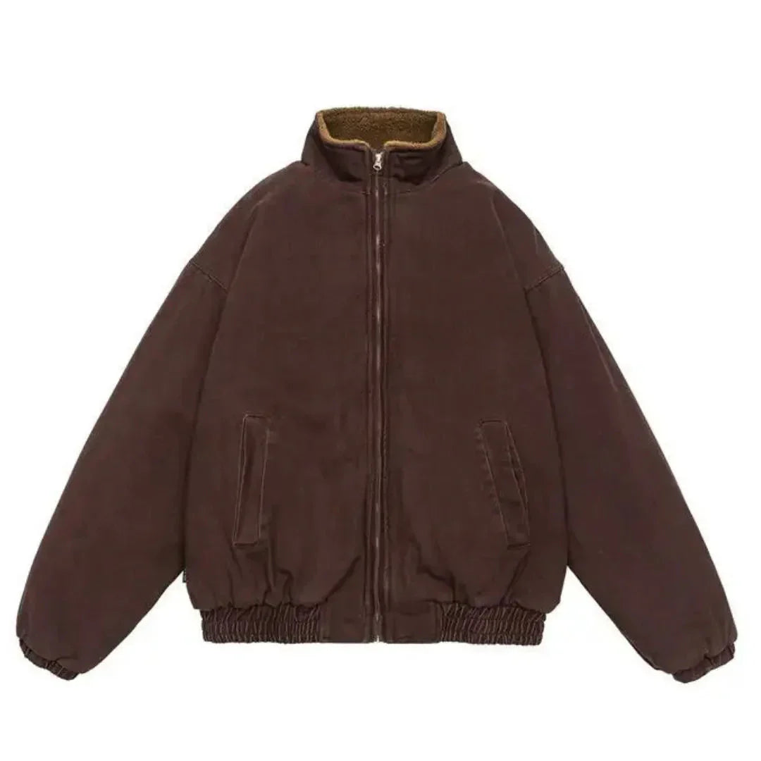 Men’s Sherpa-Lined Suede Bomber Jacket