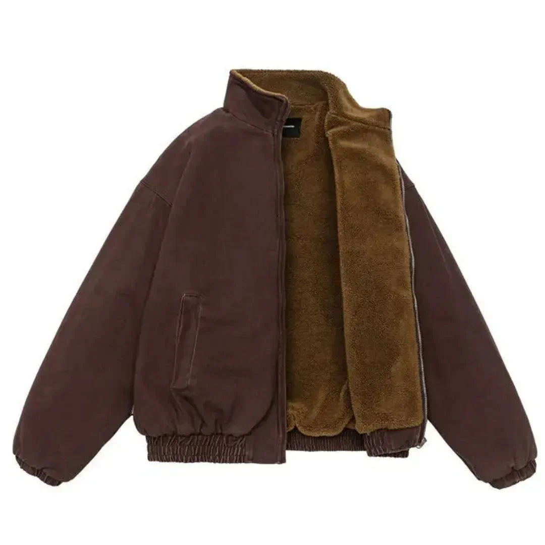 Men’s Sherpa-Lined Suede Bomber Jacket