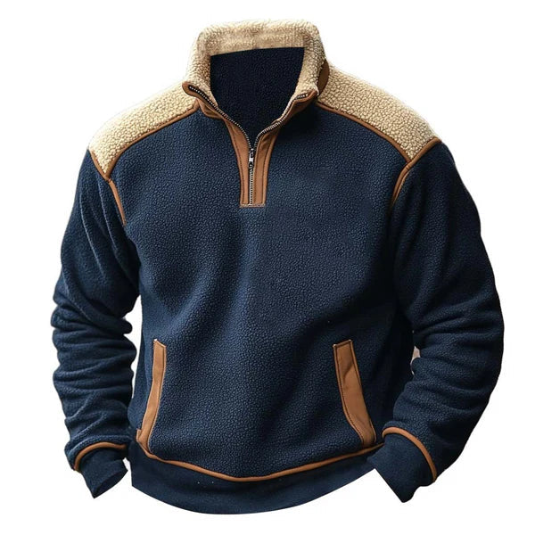 Men’s Sherpa-Trim Quarter Zip Fleece Pullover