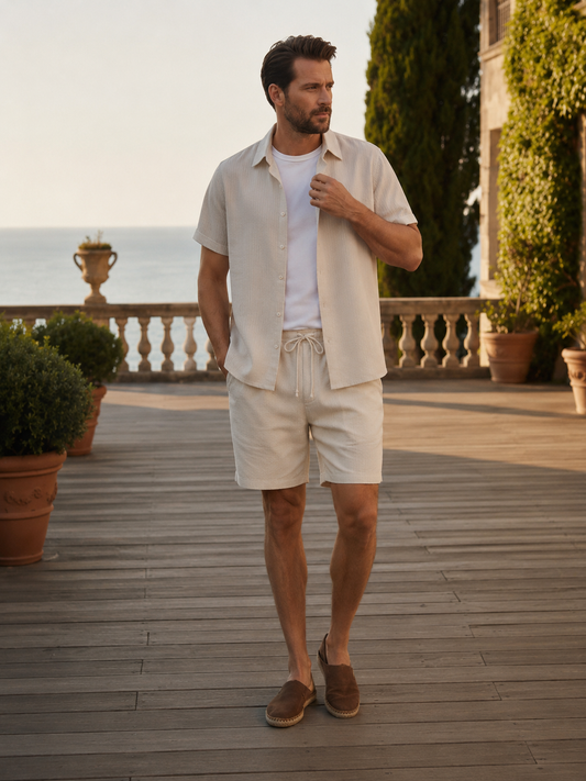Men's Short-Sleeve Shirt and Shorts Set