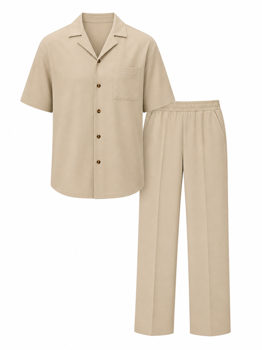 Men's Short-Sleeve Shirt and Tailored Trouser Set