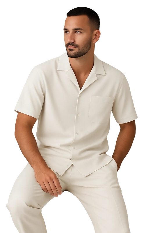 Men's Short-Sleeve Shirt and Tailored Trouser Set