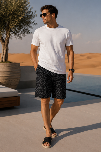 Men's Straight Leg Shorts with Textured Pattern
