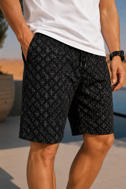 Men's Straight Leg Shorts with Textured Pattern