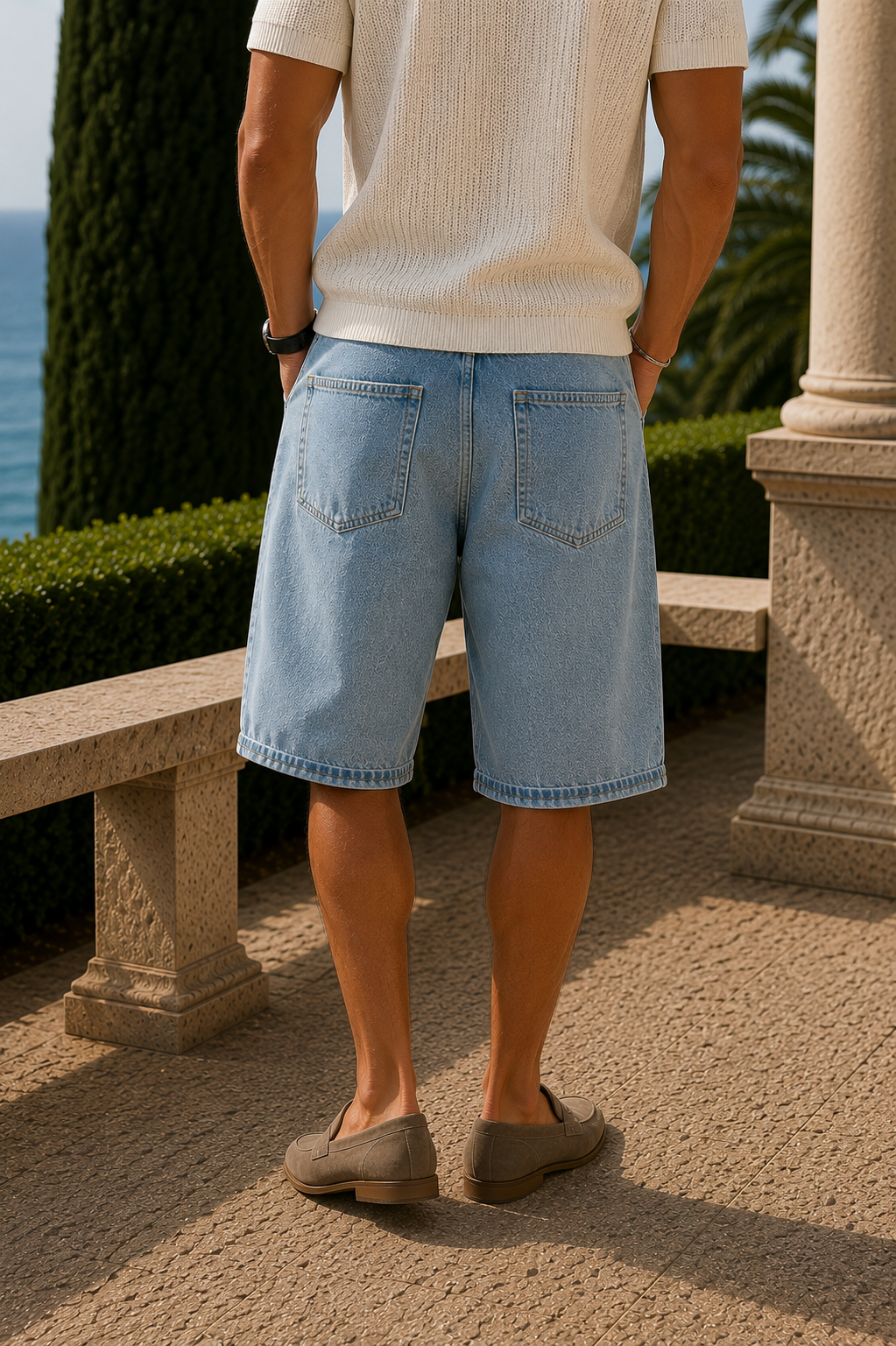 Men's Wide Leg Shorts Knee Length