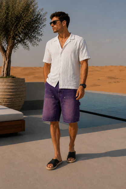 Men's Multi-Pocket Shorts with Faded Finish