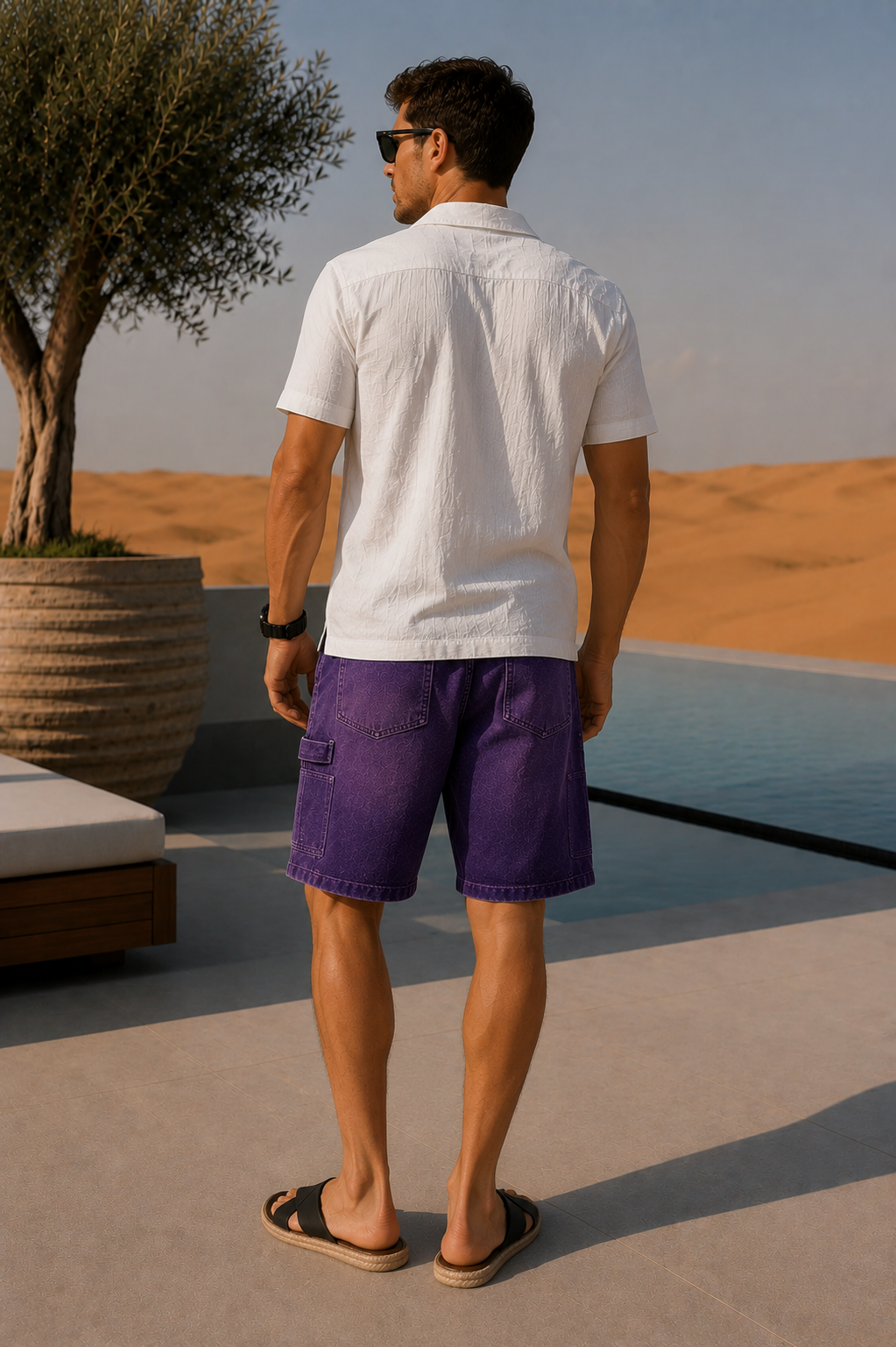 Men's Multi-Pocket Shorts with Faded Finish
