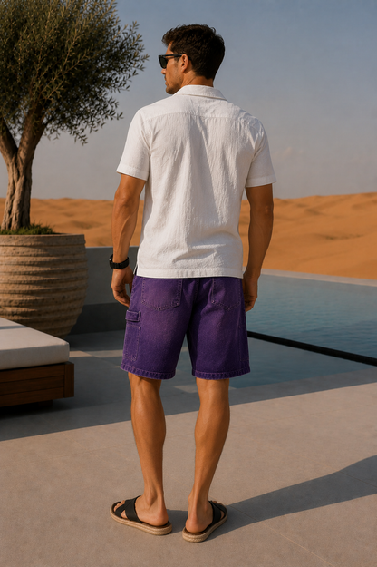 Men's Multi-Pocket Shorts with Faded Finish