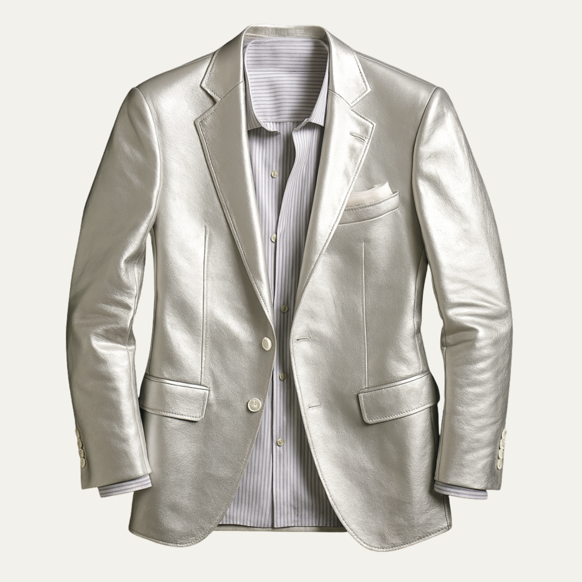 Men's Silver Metallic Blazer Luxury Party Dinner Jacket Wedding Guest