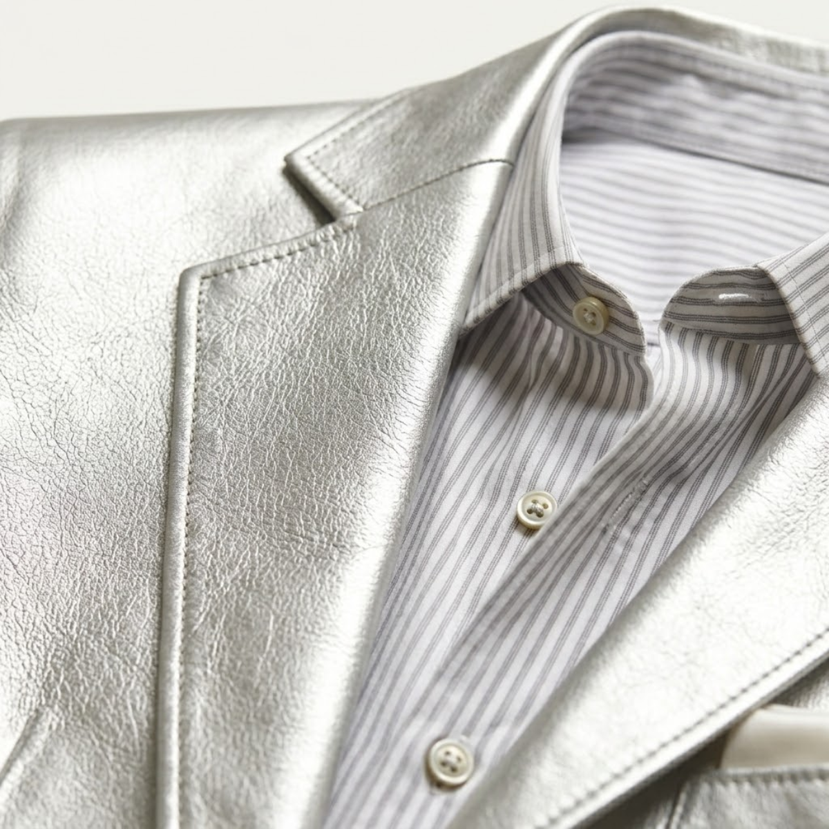 Men's Silver Metallic Blazer Luxury Party Dinner Jacket Wedding Guest