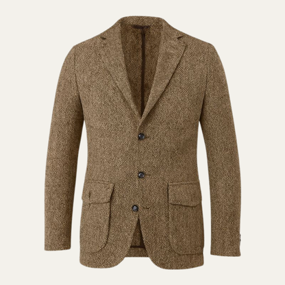 Men's Single Breasted Herringbone Tweed Blazer Wedding Guest