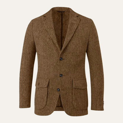 Men's Single Breasted Herringbone Tweed Blazer Wedding Guest