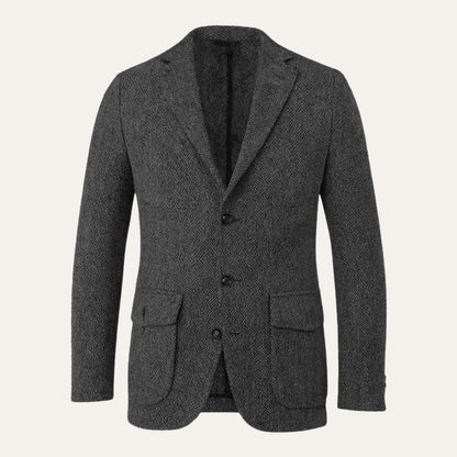 Men's Single Breasted Herringbone Tweed Blazer Wedding Guest