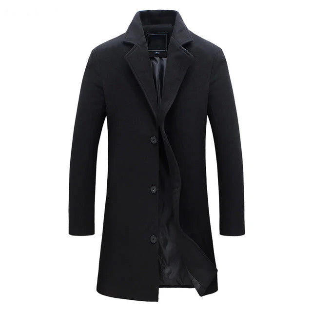 Men’s Single-Breasted Long Coat