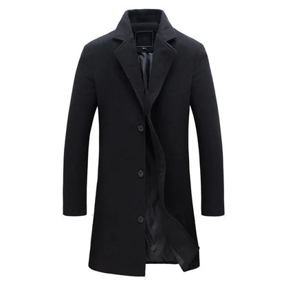 Men’s Single-Breasted Long Coat