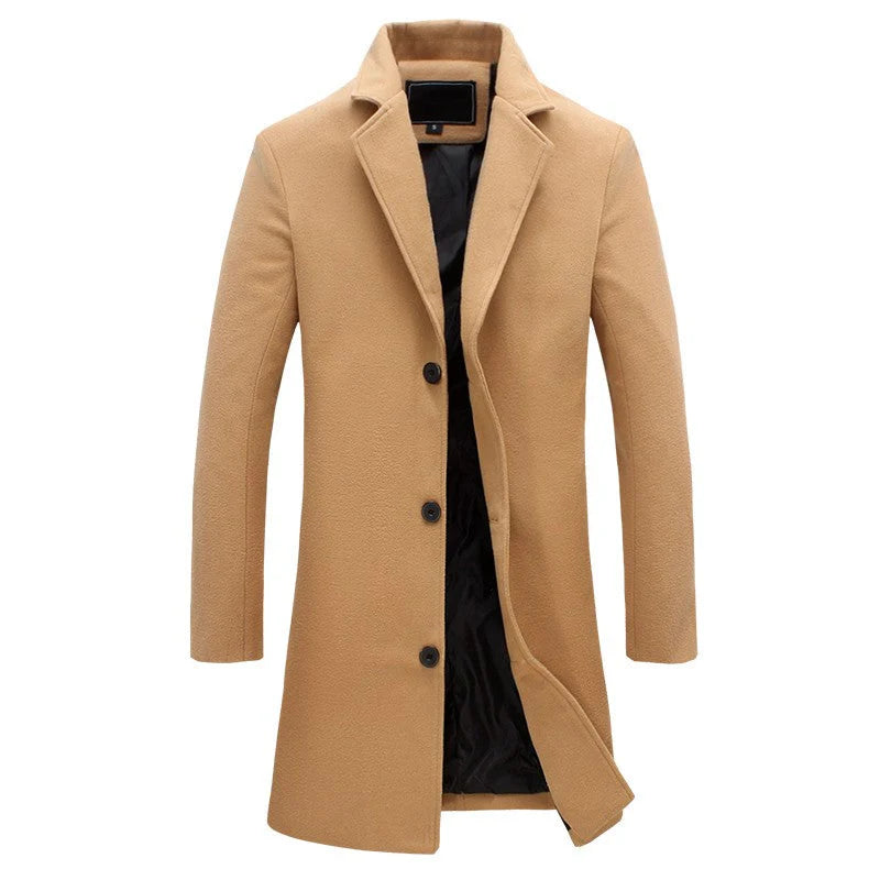 Men’s Single-Breasted Long Coat
