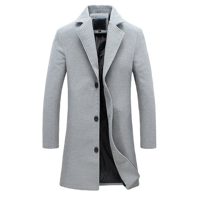 Men’s Single-Breasted Long Coat