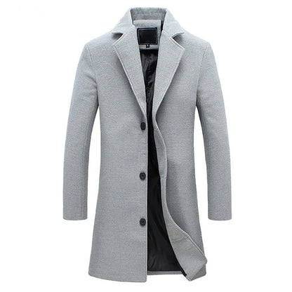 Men’s Single-Breasted Long Coat