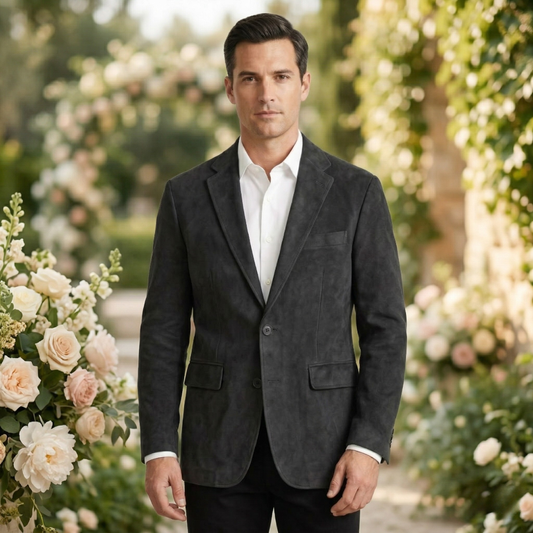Men's Single Breasted Notched Lapel Blazer Wedding Guest