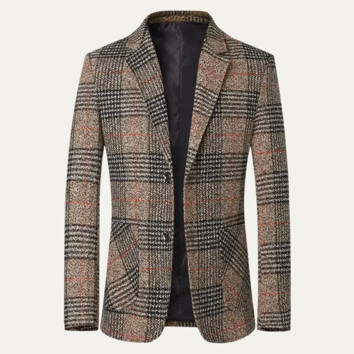 Men's Slim Fit Check Plaid Tweed Blazer Wedding Guest