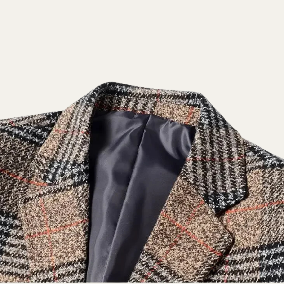 Men's Slim Fit Check Plaid Tweed Blazer Wedding Guest