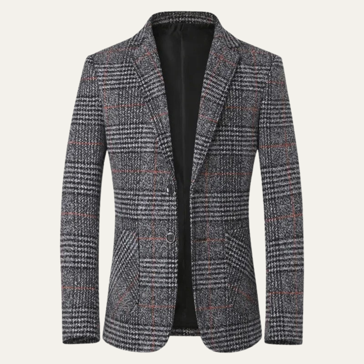 Men's Slim Fit Check Plaid Tweed Blazer Wedding Guest