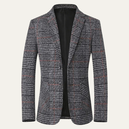 Men's Slim Fit Check Plaid Tweed Blazer Wedding Guest