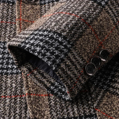Men's Slim Fit Check Plaid Tweed Blazer Wedding Guest
