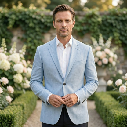 Men's Smart Casual Slim Fit Linen Blazer Wedding Guest