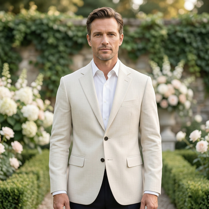 Men's Smart Casual Slim Fit Linen Blazer Wedding Guest