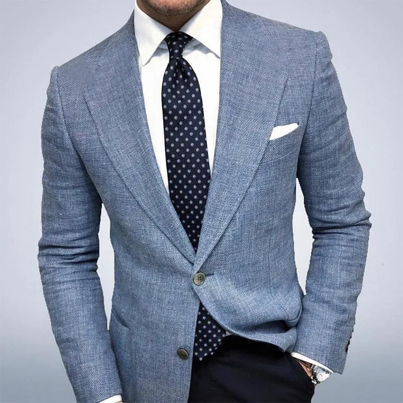 Owen | Men's Blazer Textured Tailored Single-Breasted Two-Button Lightweight Smart Formal Occasion Business Refined Spring
