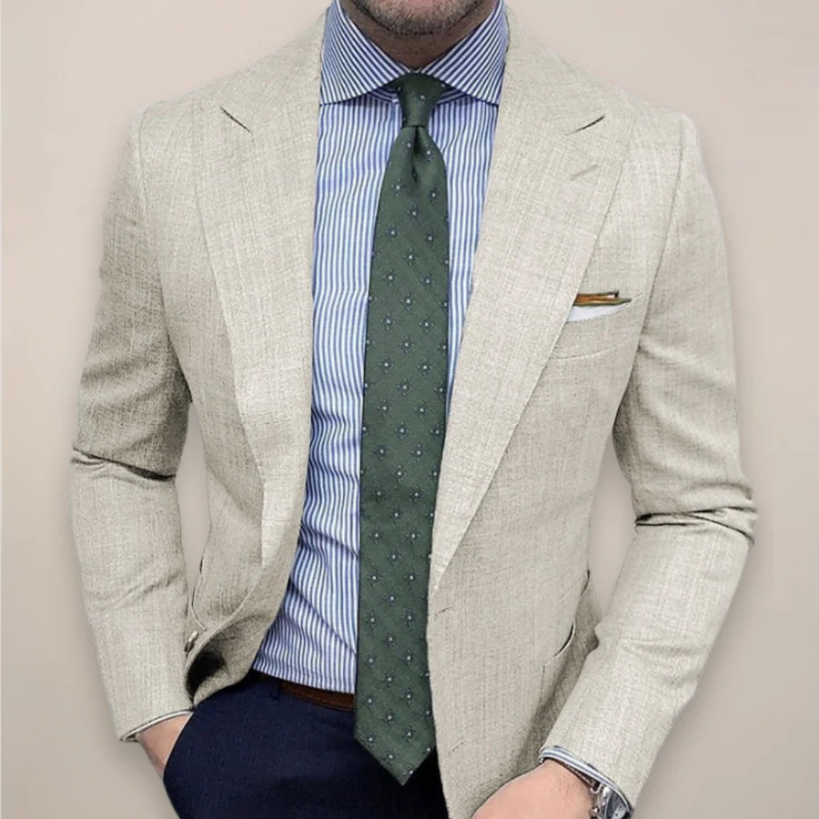 Owen | Men's Blazer Textured Tailored Single-Breasted Two-Button Lightweight Smart Formal Occasion Business Refined Spring