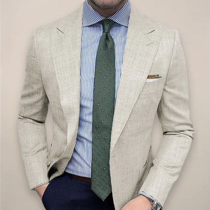 Owen | Men's Blazer Textured Tailored Single-Breasted Two-Button Lightweight Smart Formal Occasion Business Refined Spring