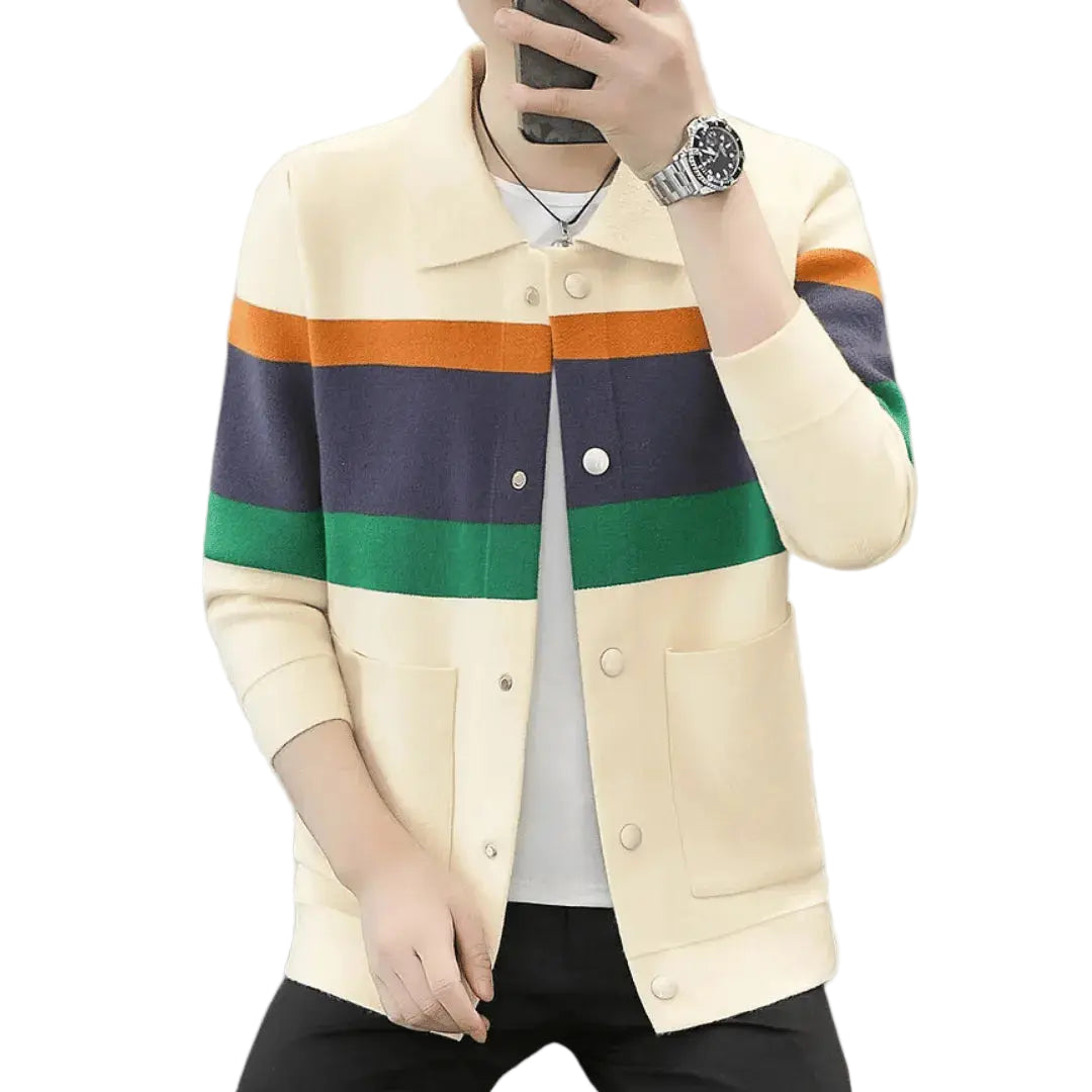 Men’s Striped Button-Front Cardigan