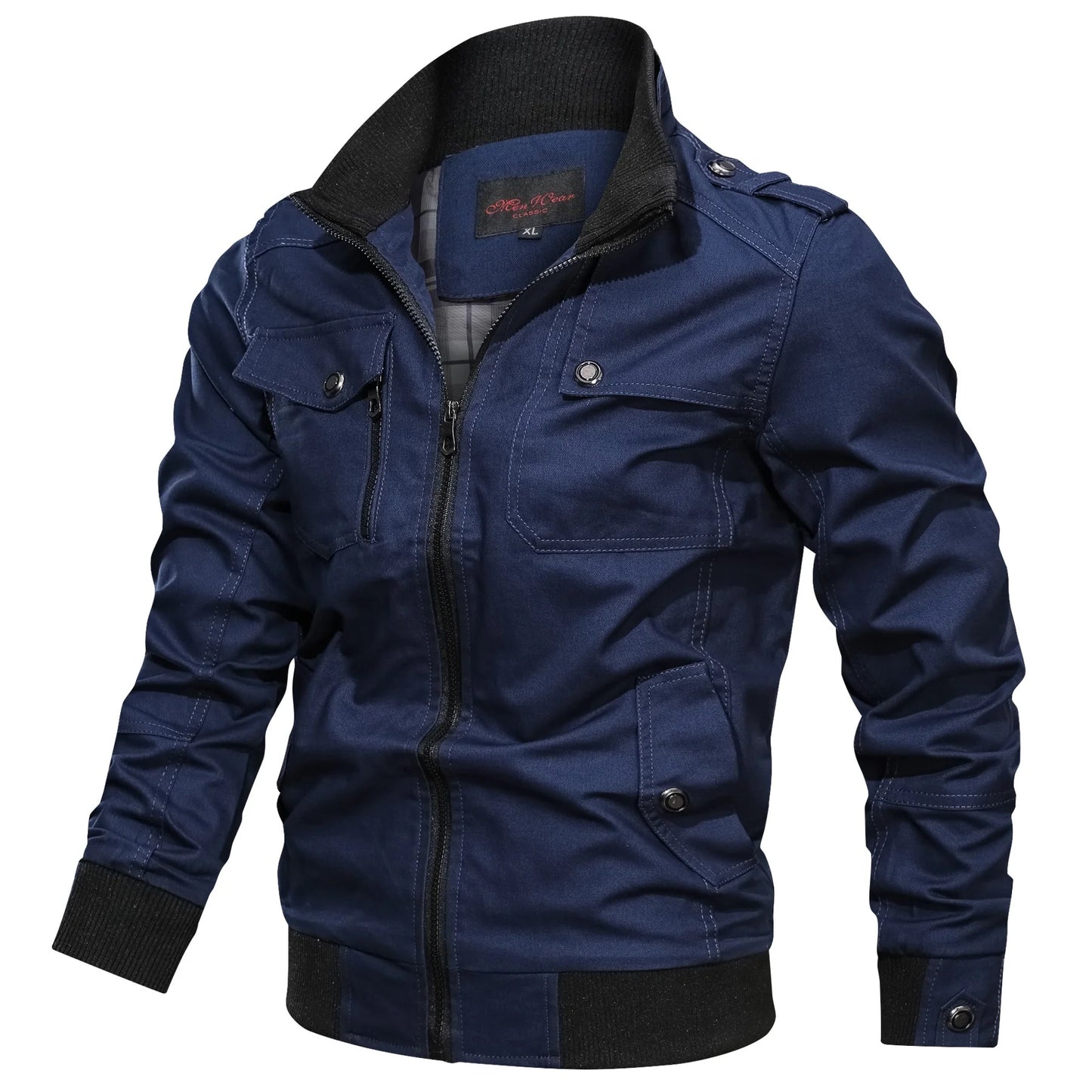 Men’s Structured Zip Jacket with Stand Collar