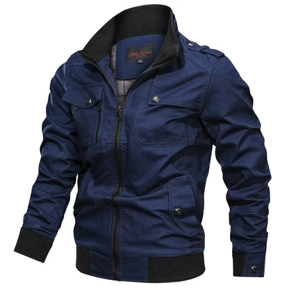Men’s Structured Zip Jacket with Stand Collar