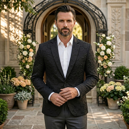 Men's Textured Pattern Slim Fit Blazer Wedding Guest