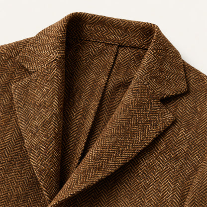 Men's Tweed Single Breasted Business Blazer Wedding Guest