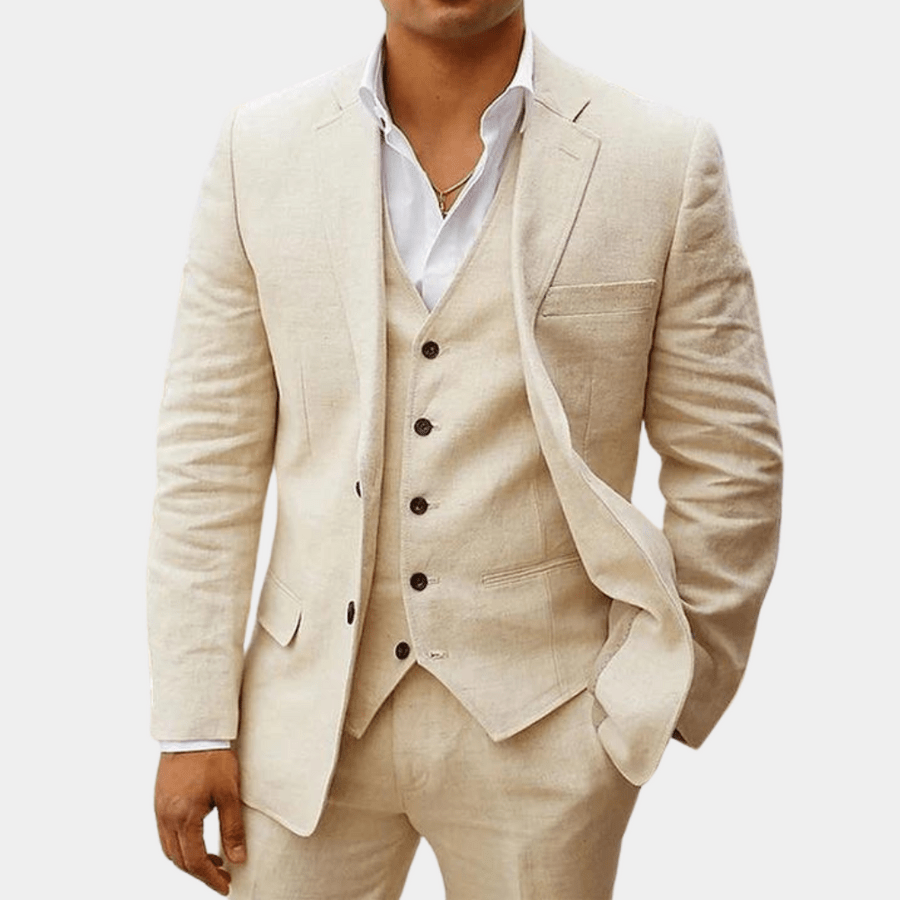 Men's Two-Piece Linen Wedding Suit