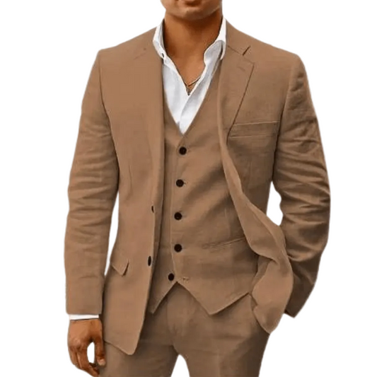 Men's Two-Piece Linen Wedding Suit