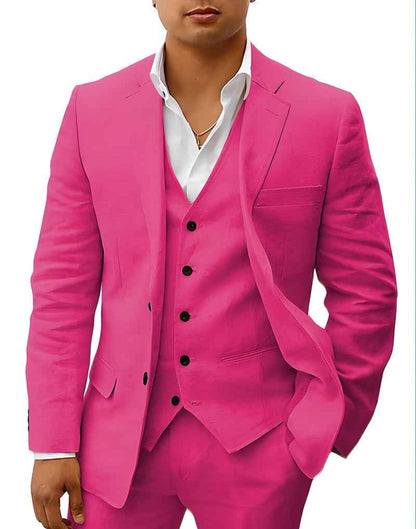 Men's Two-Piece Linen Wedding Suit