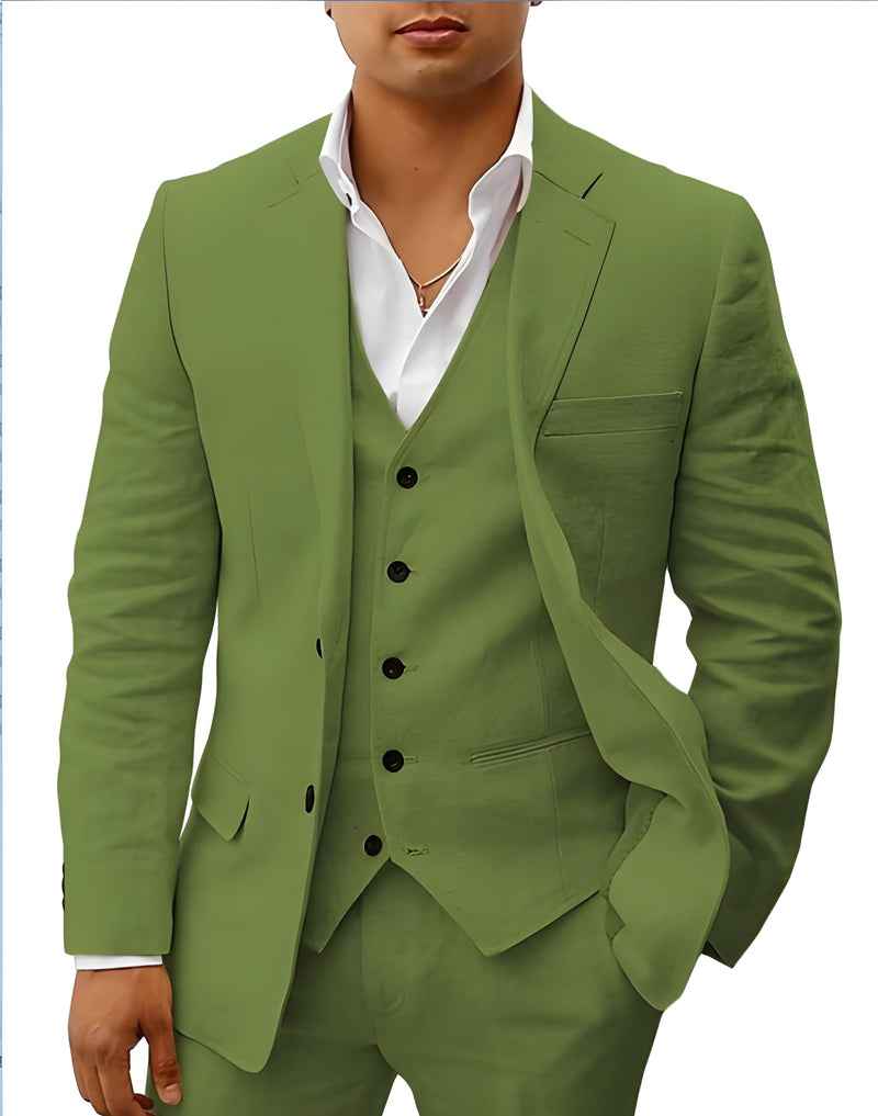 Men's Two-Piece Linen Wedding Suit