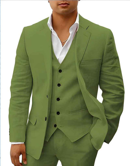 Men's Two-Piece Linen Wedding Suit