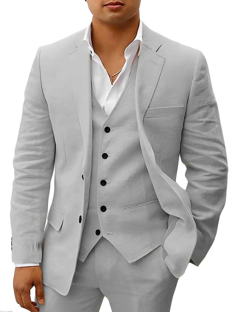 Men's Two-Piece Linen Wedding Suit