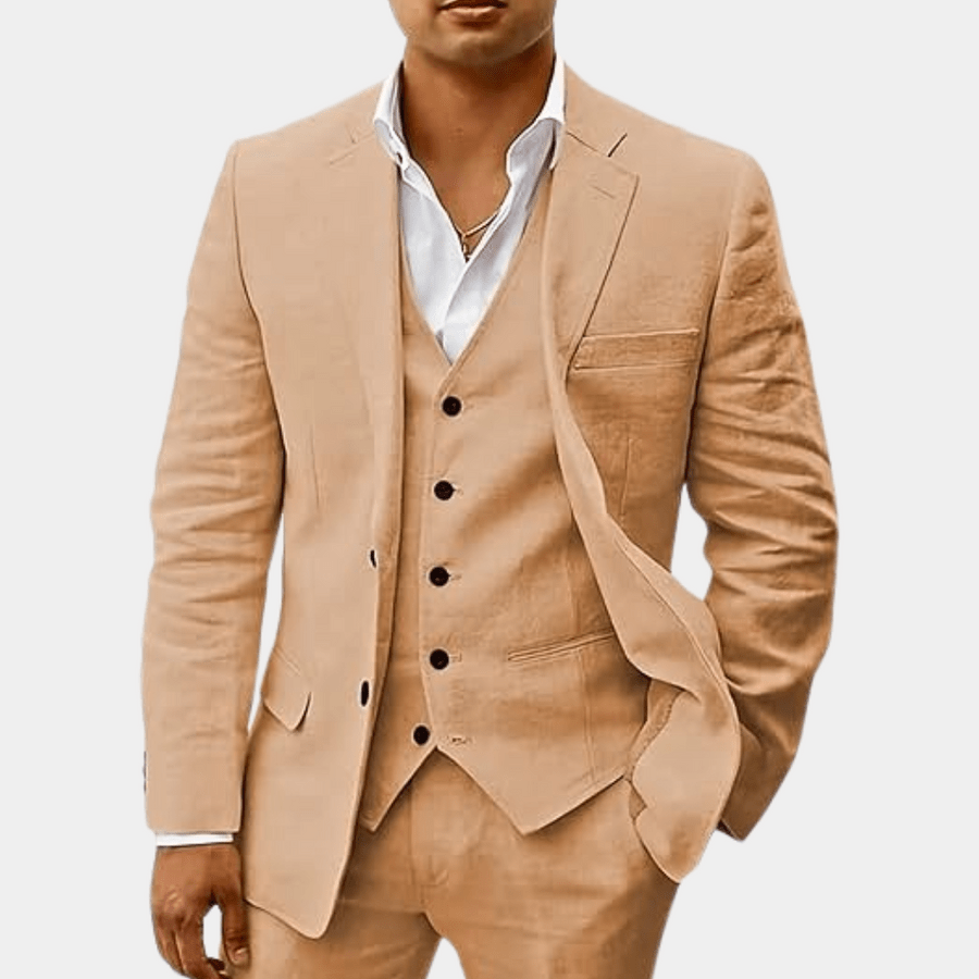 Men's Two-Piece Linen Wedding Suit