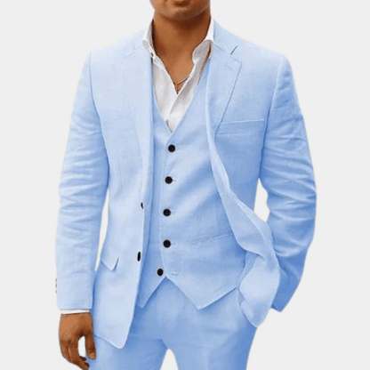 Men's Two-Piece Linen Wedding Suit